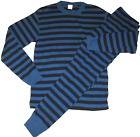 Men's Women's Hanna Andersson Blue Stripes 2Pc Unisex Longjohns Pajamas Set L