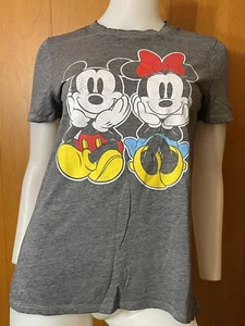 NW DISNEY MICKEY & MINNIE MOUSE HEATHERED GRAY T-SHIRT TOP XSMALL - Picture 1 of 5