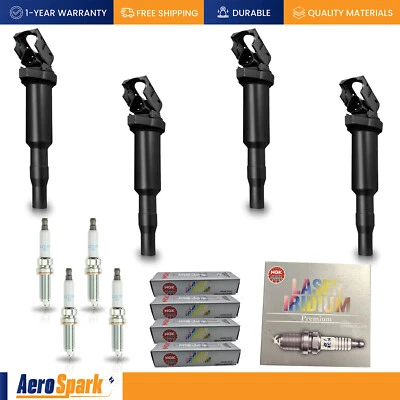 4 bobinas de encendido y 4 bujías de iridio NGK para BMW 320i 320i xDrive 2,0 L UF592 Foto 1 de 4