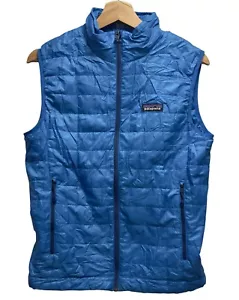 Patagonia Mens Size XS Blue Quilted Nano Puff Zip Vest Jacket Schneider Electric - Picture 1 of 8