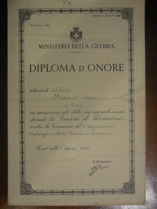 Attestato diploma d'onore appartenenza guerra liberazione 1943 1945 partigiani - Imagen 1 de 1