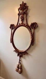 Espejo victoriano italiano tallado a mano con borlas decoración eduardiana del hogar - Imagen 1 de 4