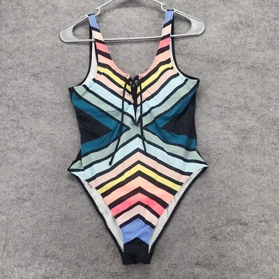 Traje de baño ROSA Victoria Secret de una pieza para mujer a rayas medianas Foto 1 de 4