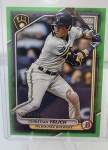 2024 CHRISTIAN YELICH Bowman Neon Green  #/399 Milwaukee Brewers MLB #34 - Picture 1 of 2