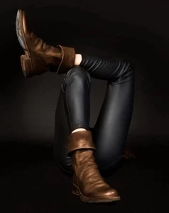Fiorentini + Baker Ella Fold Brown Ankle Zip Boots Peasant Boho US 8.5 (EU 38.5) - Picture 1 of 16