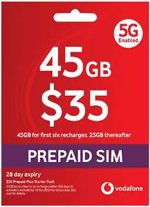 Vodafone $35 Prepaid SIM Card◉75GB Data◉Offer Ends 11/8/25◉Starter Pack◉Startup◉ - Picture 1 of 4