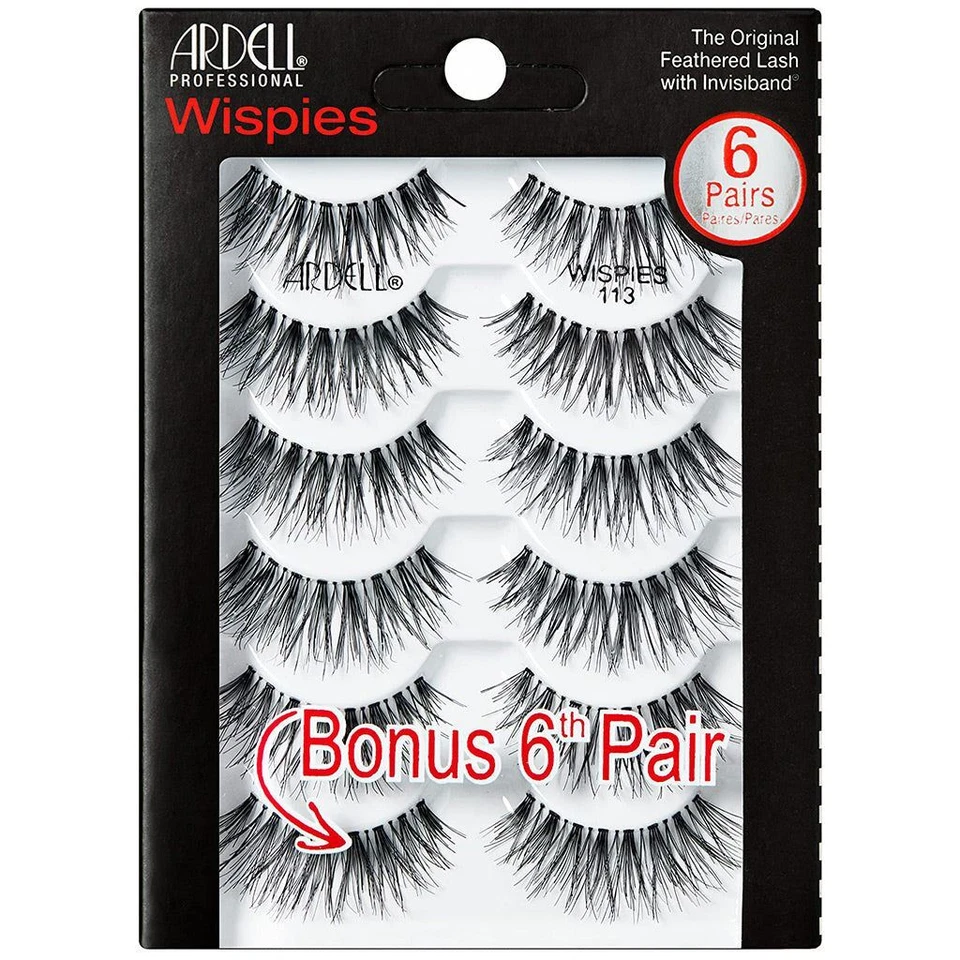 Ardell Faux Wispies with Invisible Lash Band - 113 - Faux Lashes - Pack of 6