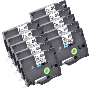 10PK Compatible Brother PT-1180 TZ-211 TZe-211 Black on White Label Tape 6mm - Picture 1 of 12