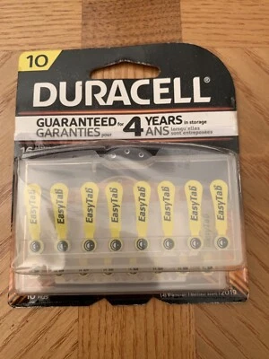 DURACELL ~ Batería de audífonos EasyTab tamaño 10 16 baterías DA10B16ZM H8 Foto 1 de 3