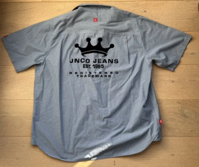 Camisa vaquera vintage JNCO para hombre XL azul a rayas años 90 Y2K ropa de calle grunge Foto 1 de 4