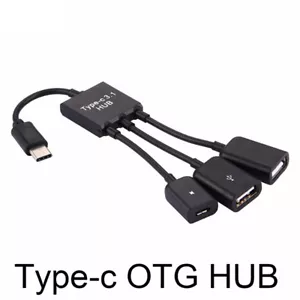 3 in1 3 Port USB-c Type-c 3.1 Male to USB 2.0 OTG HUB Adapter Cable Converter ❤D - Picture 1 of 4