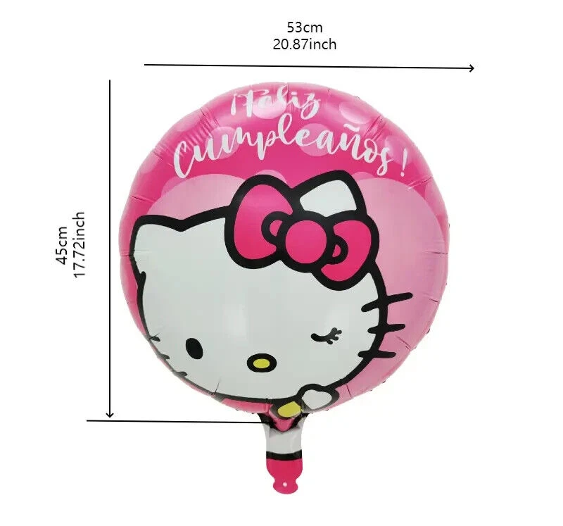 5 x Hello Kitty Foil Balloon - Deflated - 45cm x 53cm - Feliz Cumpleanos! - image 1 of 1
