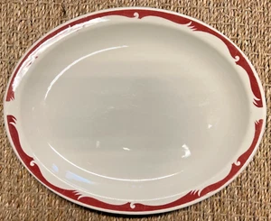 1950's Homer Laughlin Red Wave Restaurant Ware 11.5" Oval Platter / Plate - Picture 1 of 2