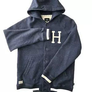 HUF Jacket Adult Large Blue Varsity Skateboarding Streetwear Button Up Y2K - Picture 1 of 8