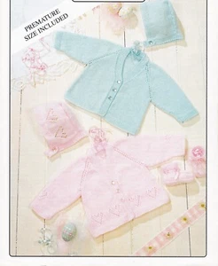 Premmie to 12 months Cardigans Bonnet Baby toddler knitting pattern copy 4 Ply - Picture 1 of 2