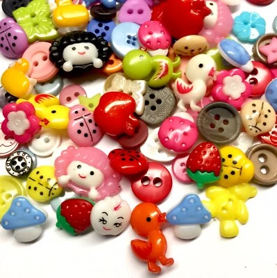 130 pcs Multi Design Colourful Cute Buttons for Crafting & Sewing - Image 1 of 4