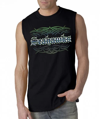 NUEVA Camiseta Seahawks Tatuaje Sin Mangas GRANDE XL 2XL Seattle Blue Wave Foto 1 de 2