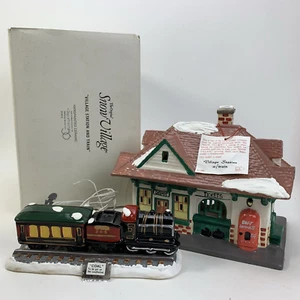 Dept 56 Snow Village "Village Station and Train" 51225 Christmas Ceramic Lighted - Picture 1 of 24