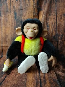 Mr. BIM Zippy Plüsch Affe mit Banane Stofftier Gummi Gesicht Vintage - Bild 1 von 5