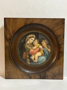 PINTURA "VIRGEN DE LA SILLA" DESPUÉS DE LA ACUARELA-HUESO DE RAFAEL POR E. MELOCCHI - Imagen 1 de 7