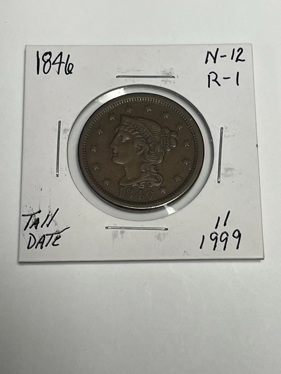 Circulated 1846 Year Braided Hair Large Cents (1839-1857) for sale