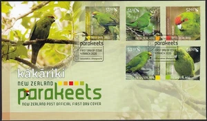 NEW ZEALAND 2020 Kakariki (NZ Parakeets), Set of 5 on FDC - Picture 1 of 1