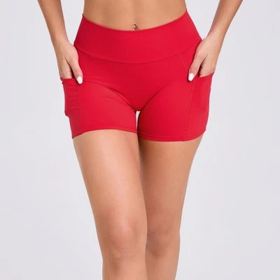 Pantalones cortos ajustados de yoga de cintura alta con bolsillos en ambos lados Foto 1 de 4