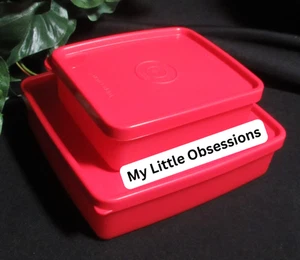 Tupperware New Red Square Away Sandwich Container Keeper & Mini Box 2 piece - Picture 1 of 2
