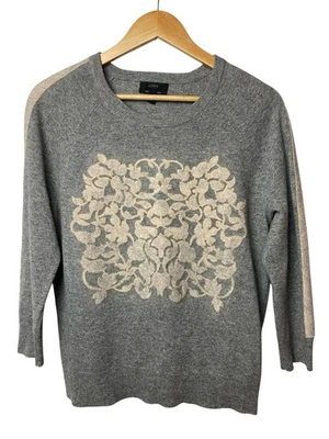 Женский свитер J.Crew шерстяная кашемировая смесь цветочный вышитый пуловер вязаный серый - Изображение 1 из 4