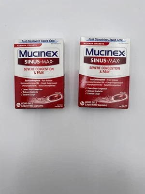 Lote de 2 geles líquidos Mucinex Sinus Max congestión severa y dolor EXP 11/2026 Foto 1 de 4