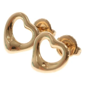 TIFFANY & Co. Earrings Open Heart 18K Gold Height 9.94mm Width 11.14 mm With Box - Picture 1 of 6