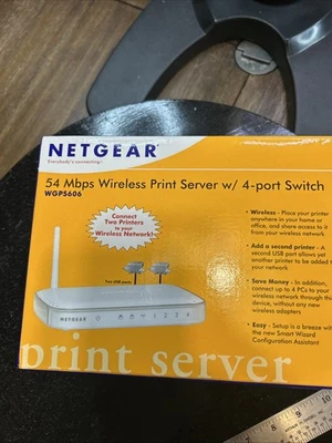 Netgear WGPS606 54 MBPS Wireless Print Server with 4 Port Switch NEW  - Image 1 of 4