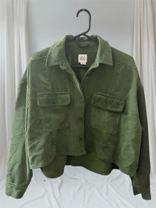 Urban Outfitters BDG Green Oversized Ribbed Cord Cropped Jacket Size XS - Bild 1 von 6