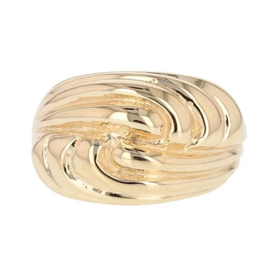 13.6 毫米罗纹漩涡图案圆顶戒指 14k 黄金 9.84 克 尺寸 6.75 — 第 1/4 张图片