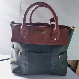 Adrienne Vittadini Backpack Brown Green Tote Bag Women's Handheld Shoulder - Picture 1 of 18