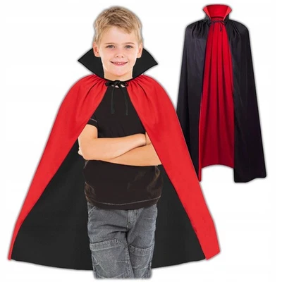 KRUMAD Vampir Umhang 80 cm Schwarz Rot Halloween Dracula Cape Kostüm Kinder