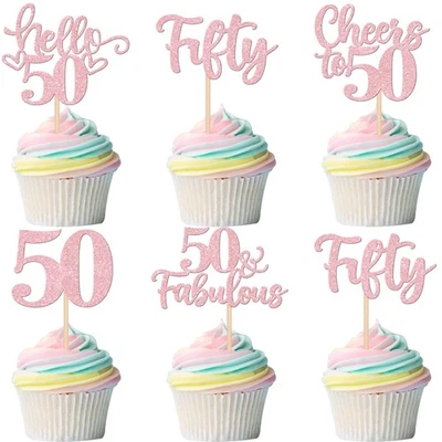 30 PIEZAS Feliz 50 Cumpleaños Cupcake Toppers Brillo Cincuenta Hola 50 Cupcake Pick... Foto 1 de 4