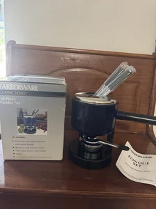 Farberware Classic Series Blue 10 Piece Fondue Set Vintage New Old Stock - Picture 1 of 3