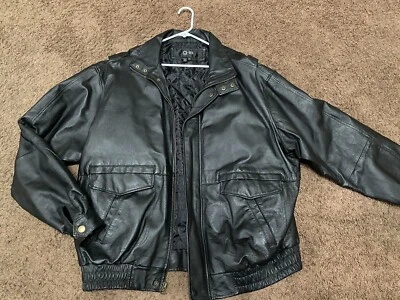 Chaqueta MOTERA DE CUERO NEGRO para hombre estilo motocicleta XXL 2XL PESADA G-lll Foto 1 de 4