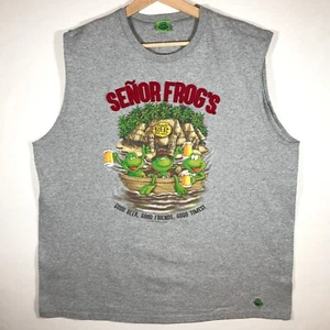 Senor Frog's Beach Bar Fun & Beer Men's X-Large Gray Sleeveless T-Shirt - Picture 1 of 8
