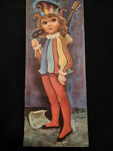 DE COLECCIÓN GOGI Litografía Estampado Bailarina Bufón con Máscara Guitarra Partituras 15x6 - Imagen 1 de 5