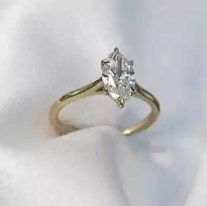 2.00 Ct Marquise-Cut Moissanite Solitaire Engagement Ring 14K Yellow Gold Plated - Picture 1 of 6