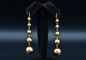 Ladies 18K Rose Gold Mid Century Dangler Earrings - Picture 1 of 5