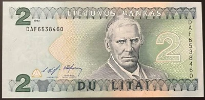 Lithuania 2 Litai 1993  DAF - Image 1 of 2