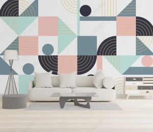 3D Simple Art Geometry Colorful Self-adhesive Removeable Wallpaper Wall Mural - Picture 1 of 9