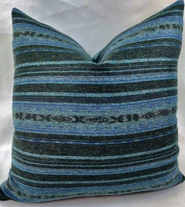Ralph Lauren Gamble Stripe Eucalyptus 100% UK Wool Striped Blanket Pillow Cover - Picture 1 of 6