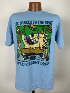 Vintage 90s Dad T-Shirt L Dances to the Beat of A Different Drum Funny Cartoon - Picture 1 of 13