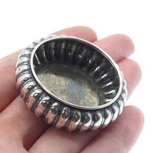 Antiguo salero/tazón oxidado acanalado Art Deco de plata de ley 925 - Imagen 1 de 9