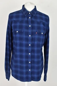 LEVI'S Blue Long Sleeve Shirt size M Boys Checked 100% Cotton Outdoors - Picture 1 of 4