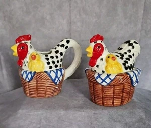 Vintage Hen Creamer and Sugar Bowl Ceramic - Picture 1 of 11